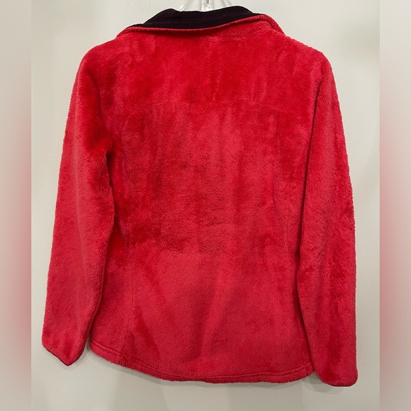 The North Face 1/4 Quarter Zip Fleece Pullover Hoodie Teddy Hot Red Women’s Sz S - Picture 4 of 8